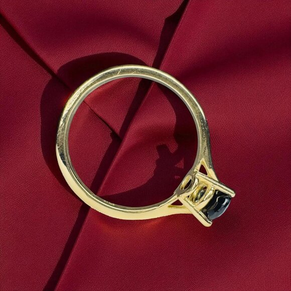 14K Gold Natural Blue Sapphire Ring - 1 Carat T.W. -VINTAGE Solitaire Size 6.5 - Picture 12 of 16